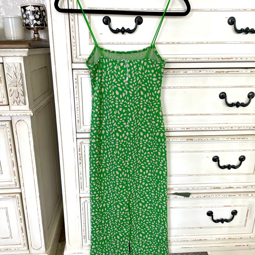 Zara green spring pattern dress